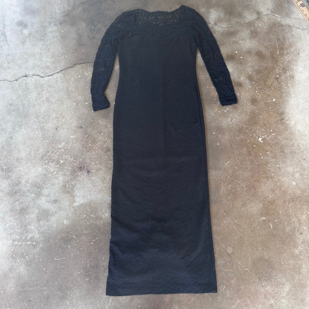 Unbranded Maxi Dress Womens S Black Excellent Lace Y2K Long Sleeve Gothic Dress